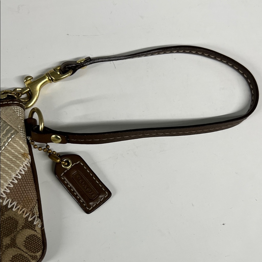 Coach Brown Patchwork Wristlet - Picture 5 of 14